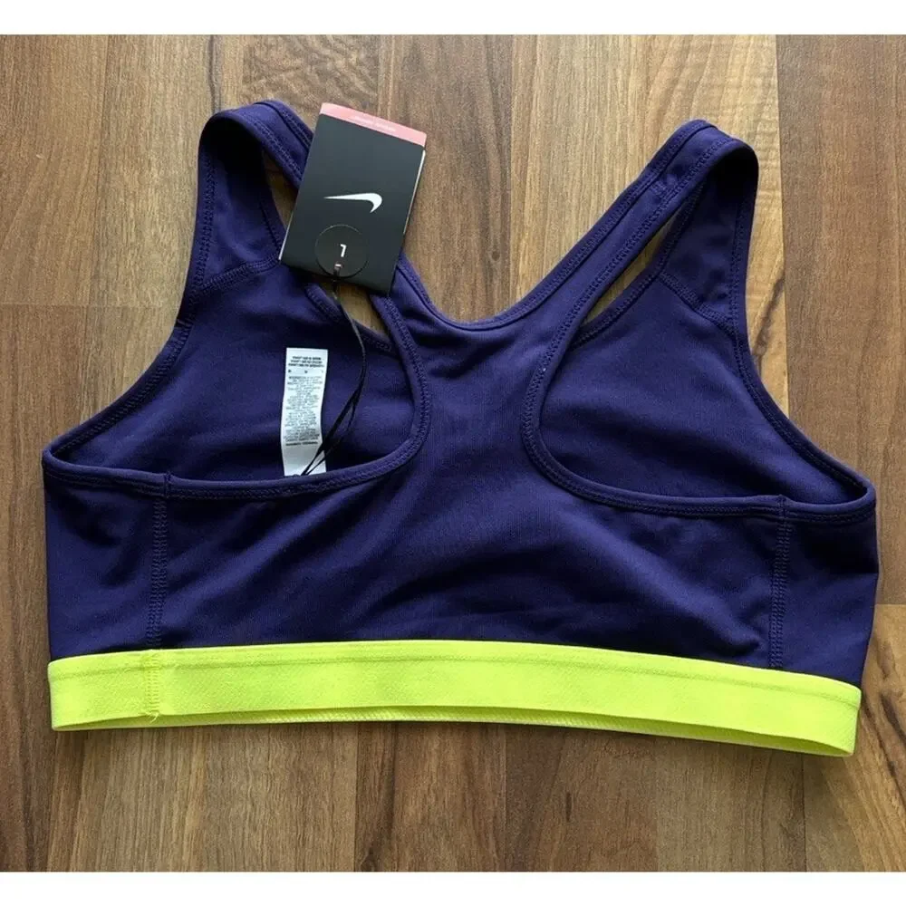 Nike Women's Purple Sports Bra with Neon Yellow Accent NWT